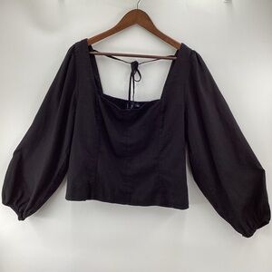 GAP Black Puff Sleeve Cropped Blouse